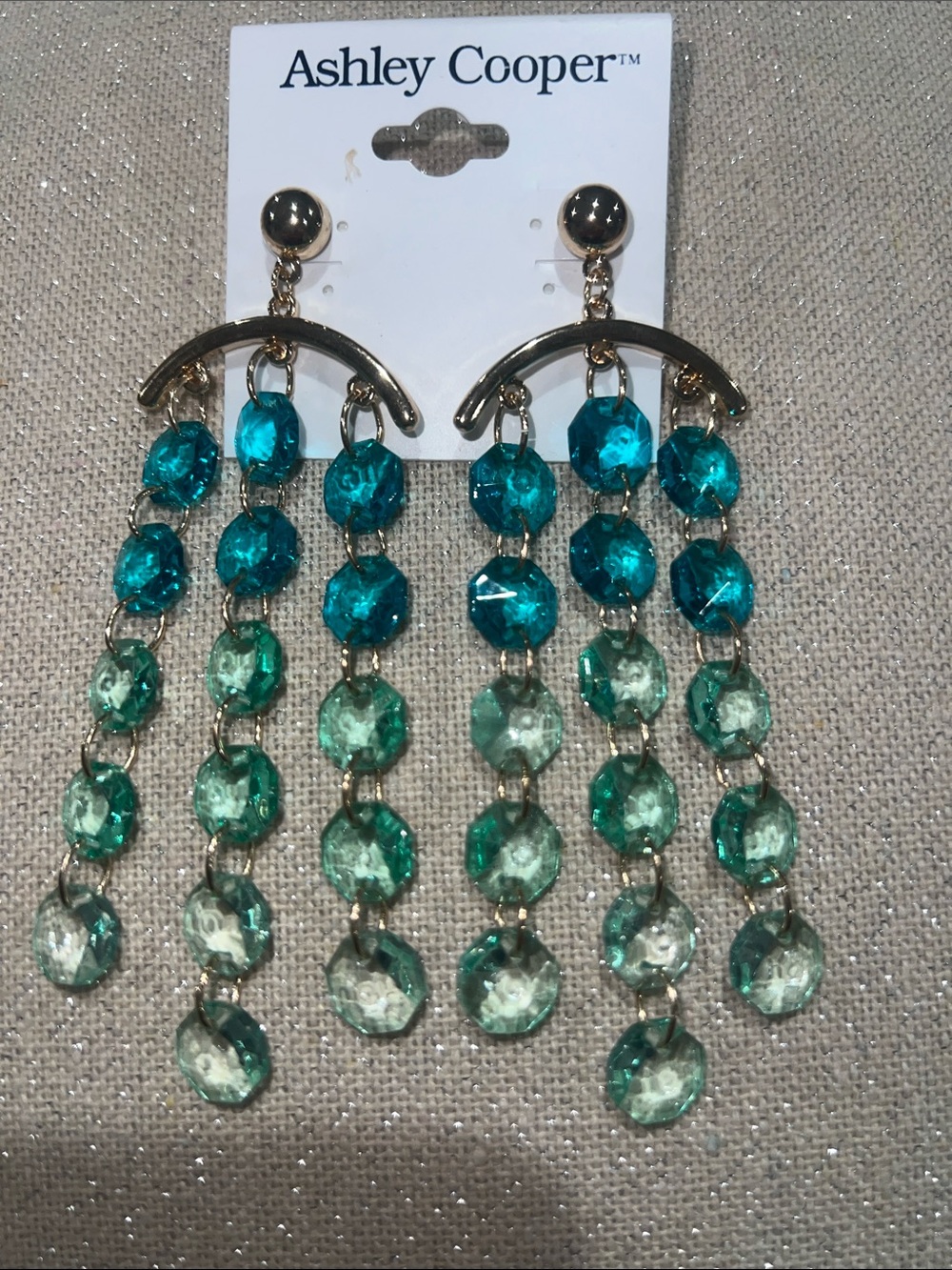 Ashley Cooper Teal and Aqua Crystal Chandelier Earrings